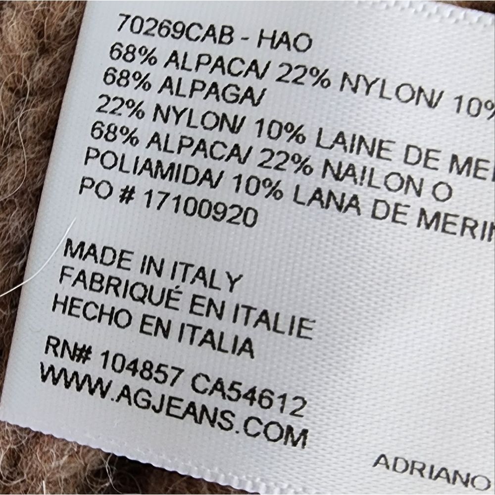 Ag Adriano Goldschmied Jeans Alpaca Wool Tan Camel Cable Knit Cardigan Unisex - Picture 13 of 16